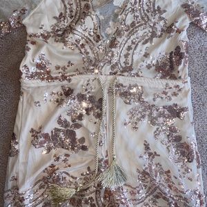 Elegant Boutique Rose Gold Sequined Romper